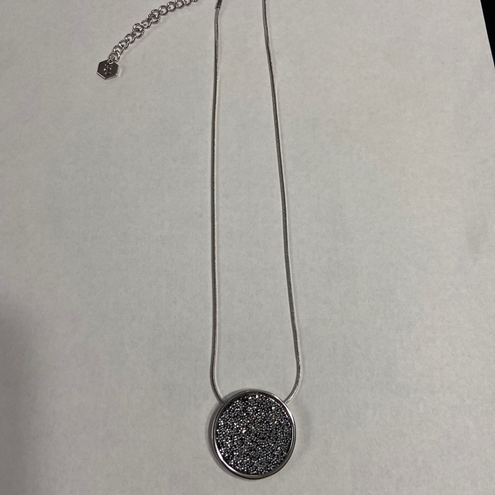 Touchstone Crystal Tessa Necklace Black Crystal Disc Pendant